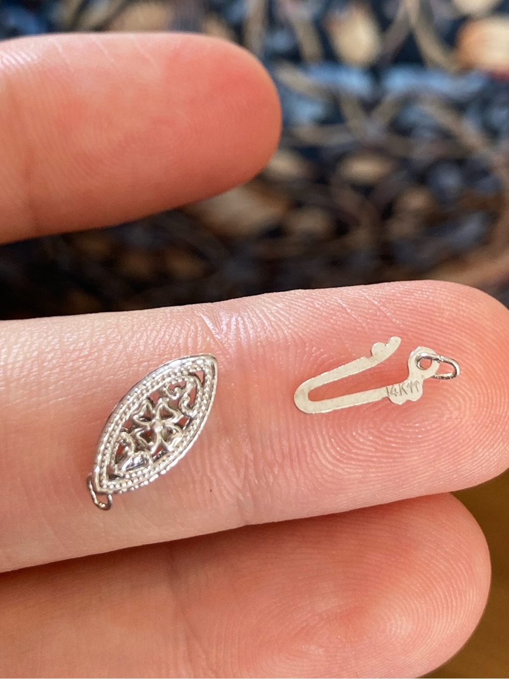 14K White Gold Filagree Jewelry Clasp
